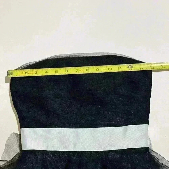 Vintage Betsey Johnson Black Strapless Corset Dress Tulle Ruffle Mesh Bow Size 0 - Picture 8 of 15